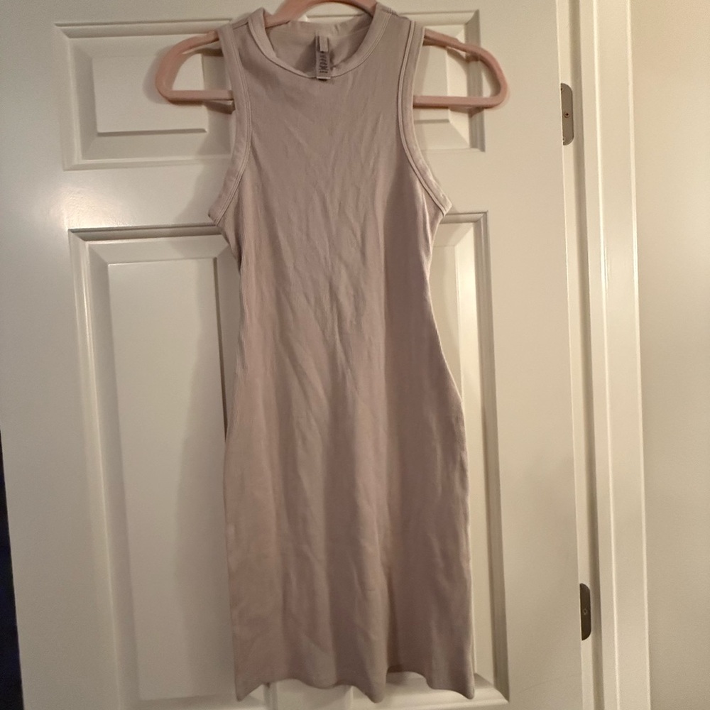 SKIMS Beige Mini ribbed tank dress
